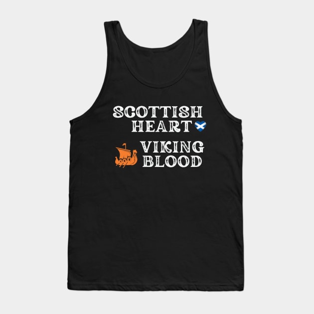 Scottish Heart Viking Blood. White text. Gift ideas for historical enthusiasts available on t-shirts, stickers, mugs, and phone cases, among other things.. Tank Top by Papilio Art